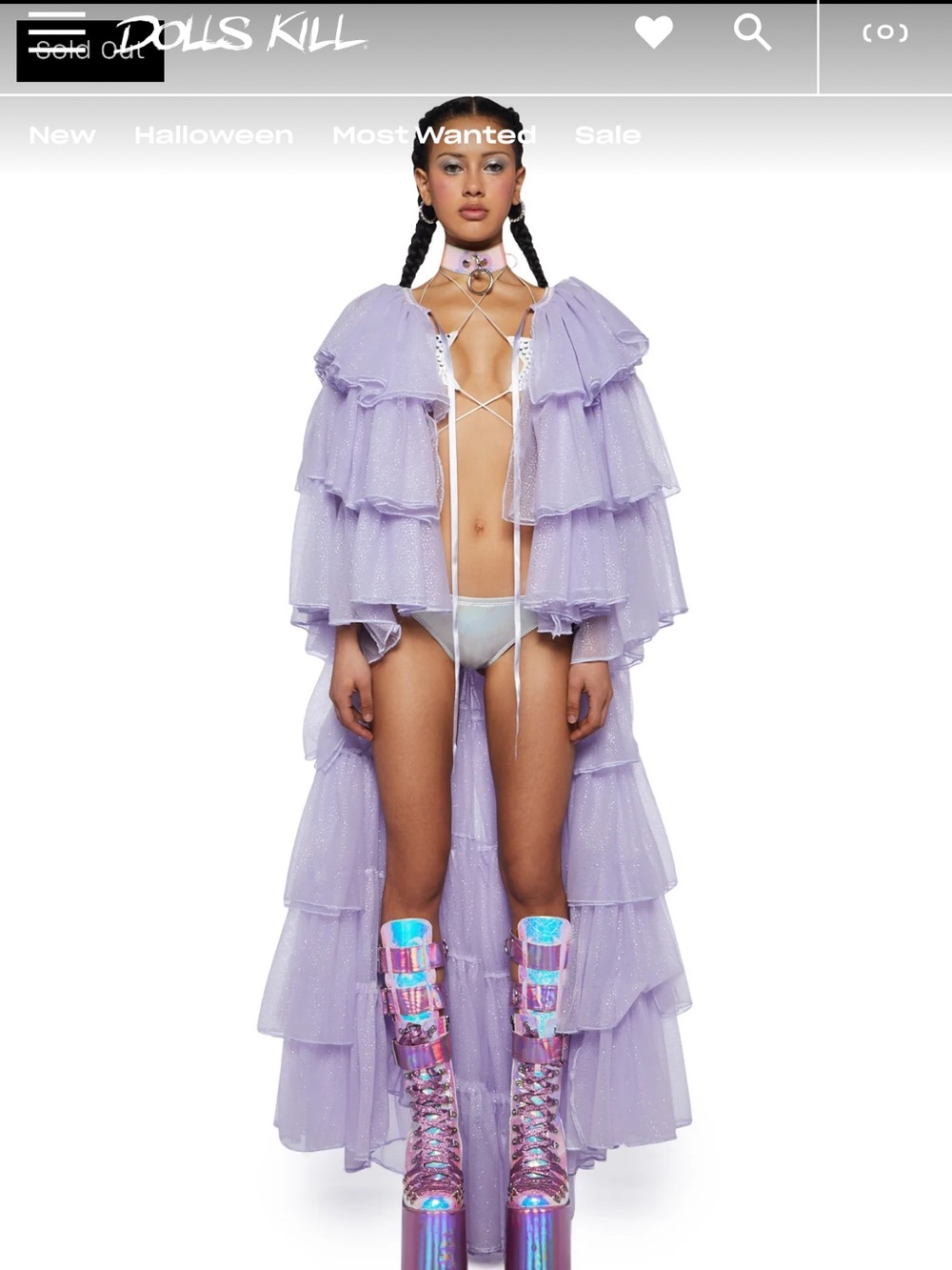 Dolls Kill RAINBOW RHAPSODY TULLE DUSTER - LIGHT PURPLE